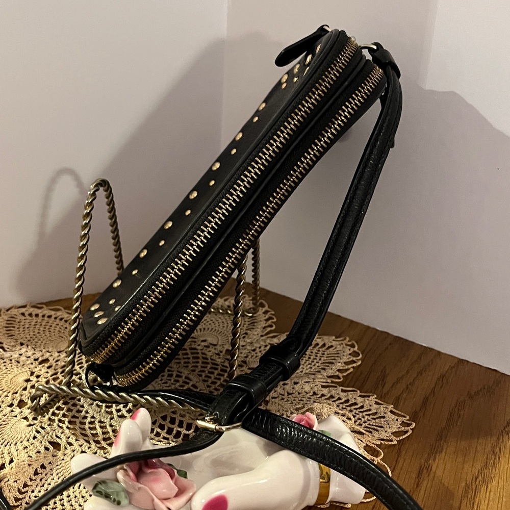 Coach Black Leather Studded Shoulder / Crossbody Bag - Picture 4 of 10